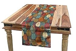 Ambesonne Autumn Table Runner, Colorful Round