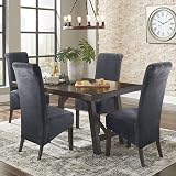 Leorate High Back Chair Covers Stretch Velvet Slipcovers Pack of 6 Charcoal view 6