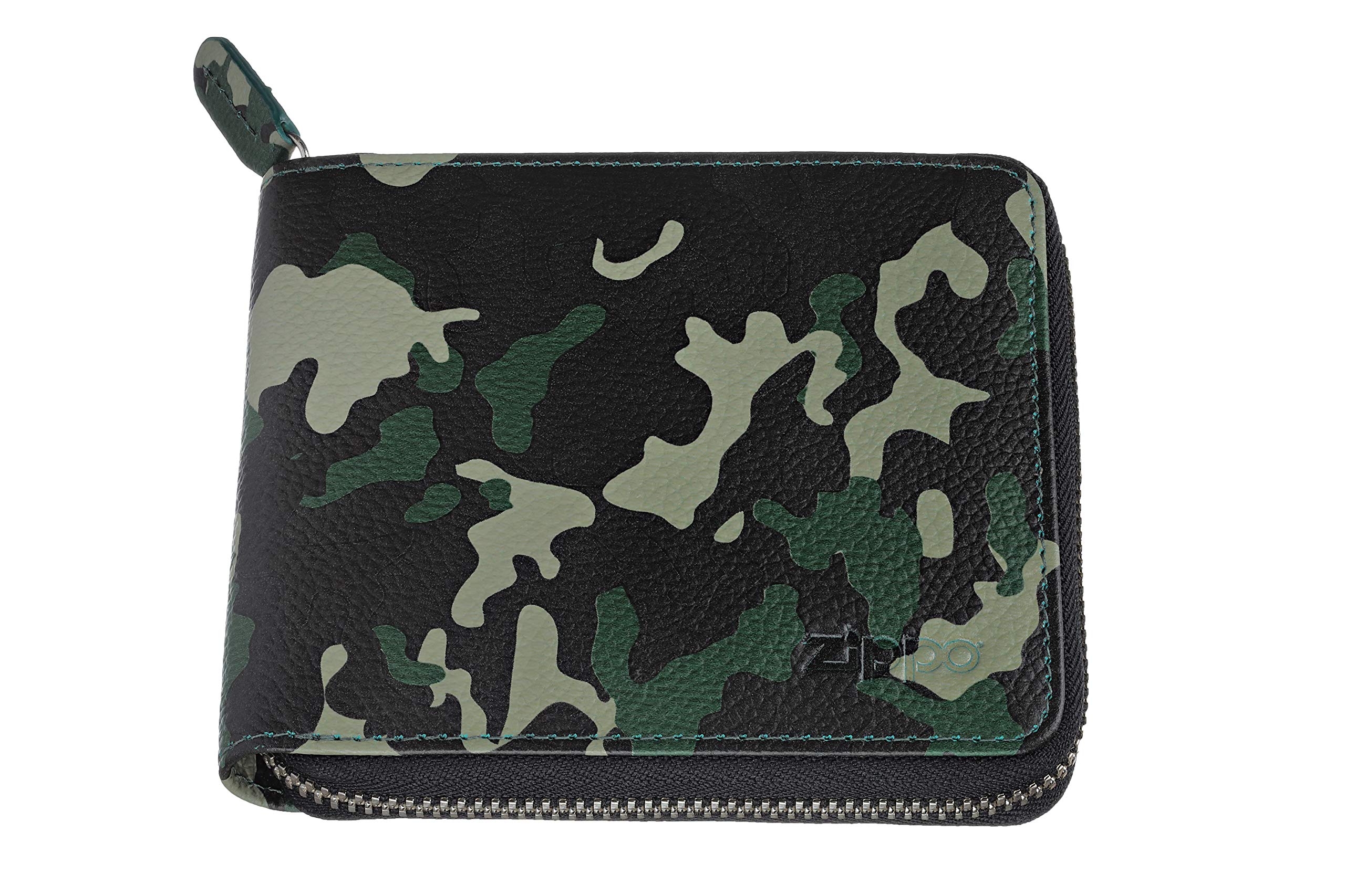 Zippo - Purse/Wallet for Women and Men, Leather, Green Camouflage, with RFID Protection, Coin Compartment, Ideal for Cards and Notes