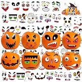 LINAYE 72 PCS Pumpkin Face Halloween Pumpkin Stickers for Kids | Mini Cute Pumpkin Decorating Stickers Kit, Halloween Game Activities Gifts Party Favors Non-Candy Treat Goodie Bag Stuffers