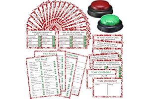 Vinsot 50 Pcs Christmas Friendly Feud Game with Answer Buzzer Christmas Feud Party Game Fun Family Trivia Quiz Night for Holi