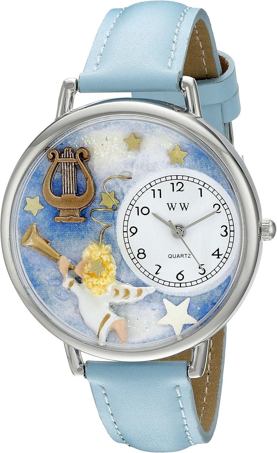 Whimsical Gifts Angel with Harp 3D Watch Silver Finish