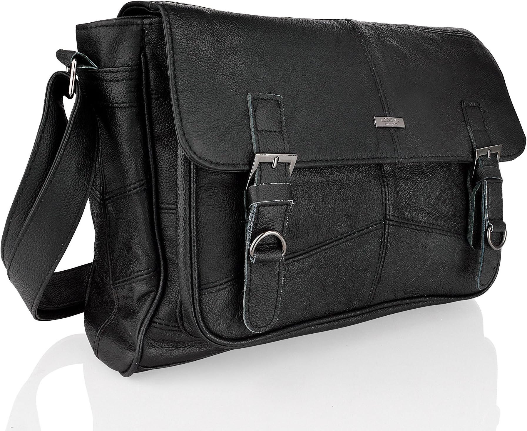 Woodland Leather Messenger Bag (Black)