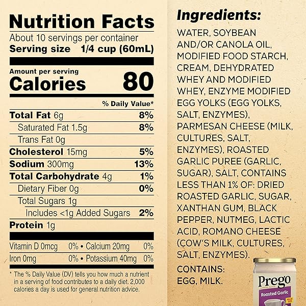 PREGO ALFREDO SAUCE WITH ROASTED GARLIC, 22 OZ JAR