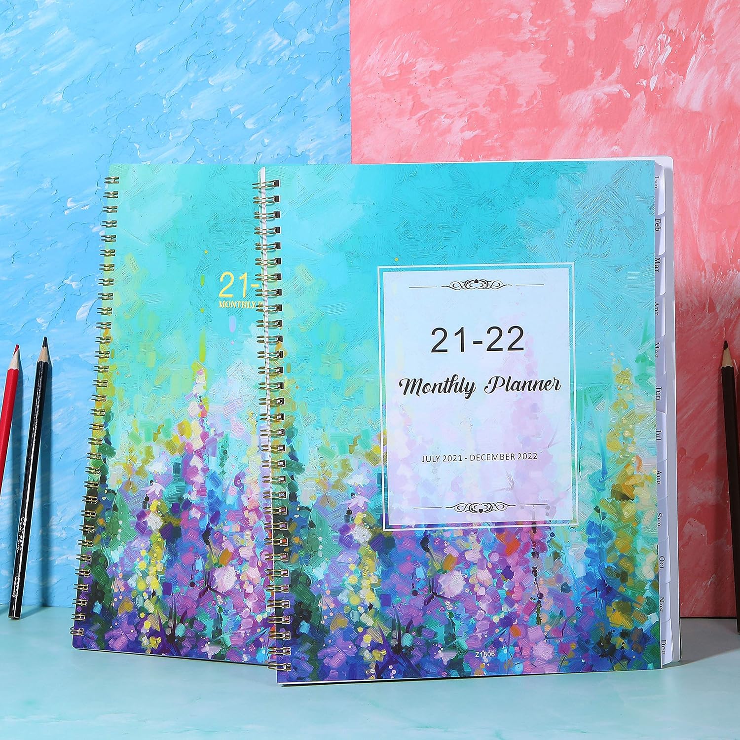 2021-2022 Monthly Planner/Calendar - 18-Month Planner with Tabs & Pocket, Contacts and Passwords, 8.5" x 11", Thick Paper, Jul. 2021 - Dec. 2022, Twin-Wire Binding - Oil Painting : Office Products