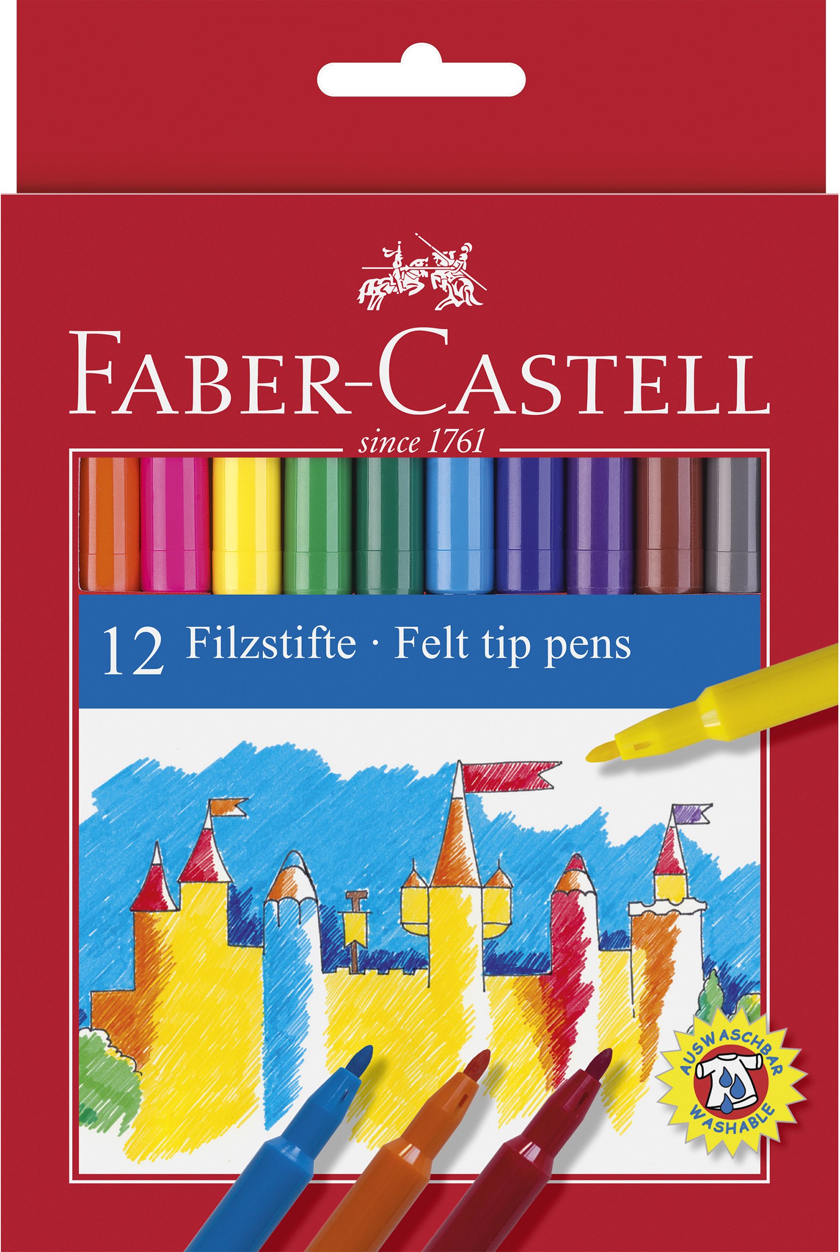 Faber-Castell Playing and Learning Multi-Colour Fiber-Tip Pen (Pack of 12)