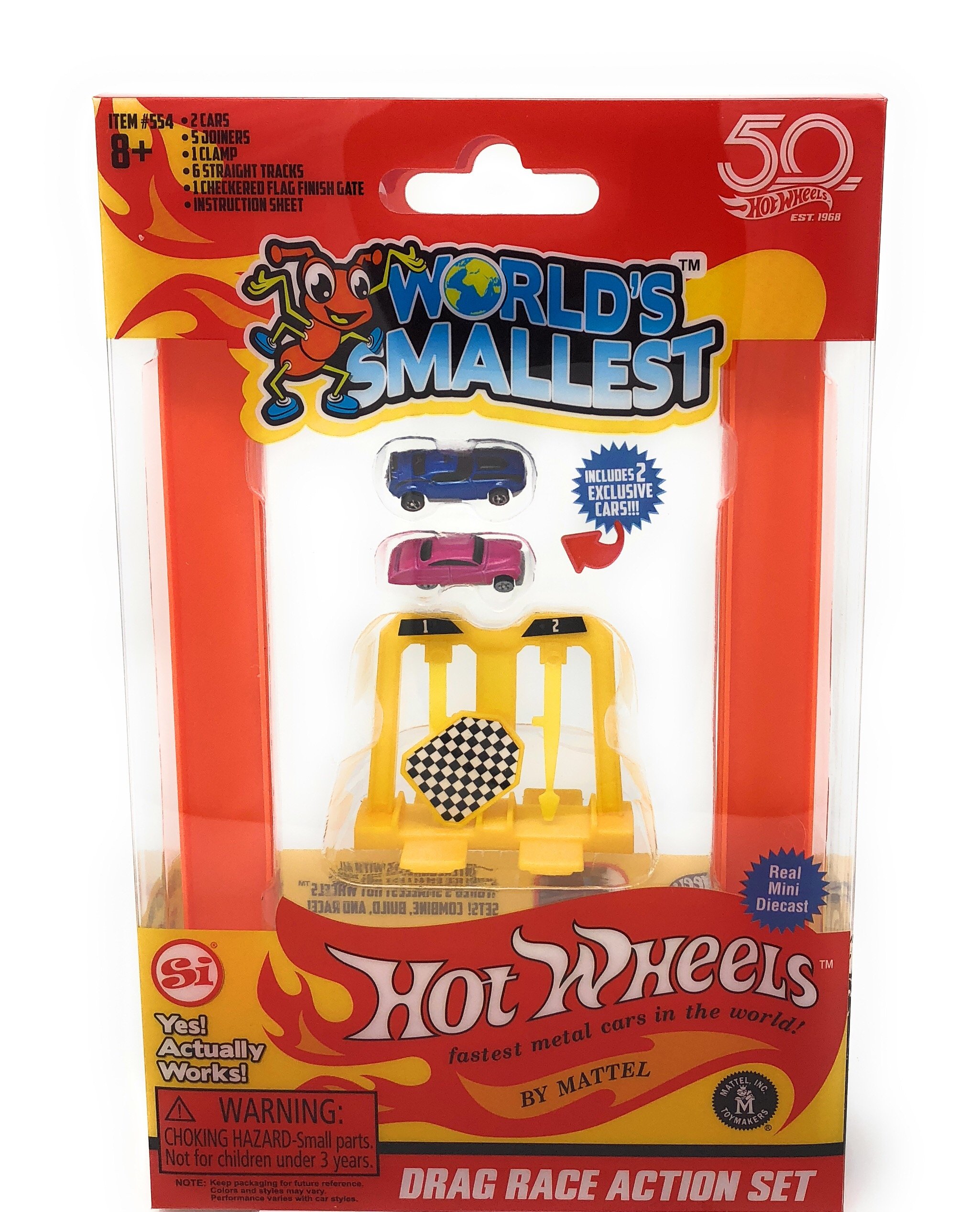 Super Impulse World's Smallest Hot Wheels - Drag Race Action Set - Includes 2 Exclusive Cars