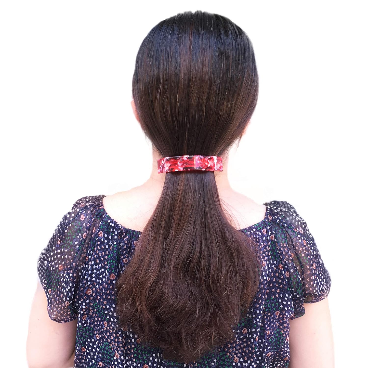 Cellulose Acetate French Style Curved Rectangle Volume Hair Clips Barrettes Automatic Clasp For Thick Hair, 2 Pack : Beauty