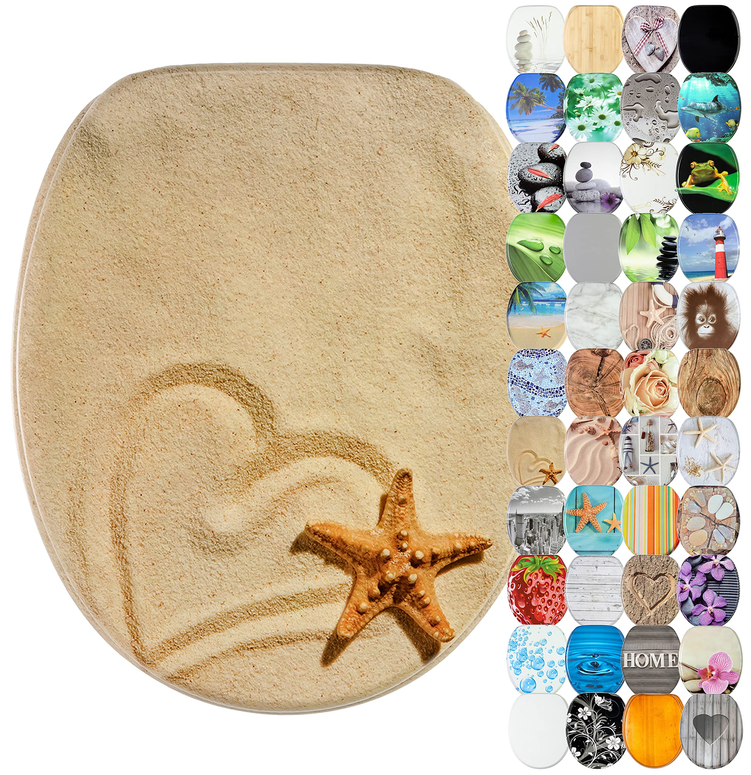 Sanilo Soft Close Toilet Seat, Wide Choice of New Toilet Seats, Stable Hinges, Easy to Mount (Sandy)