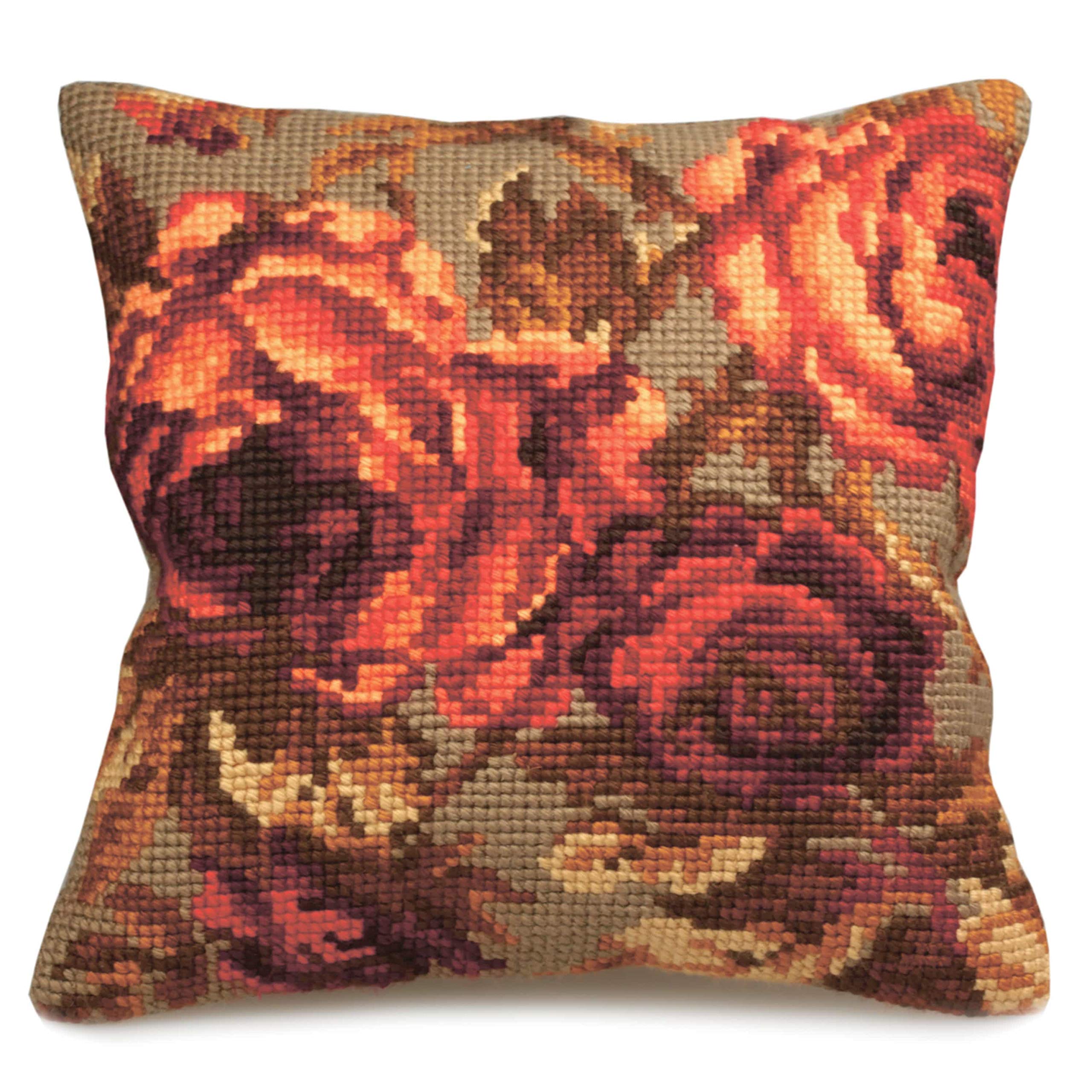 Collection d'Art Cross Stitch Cushion: Cabbage Rose (Right)