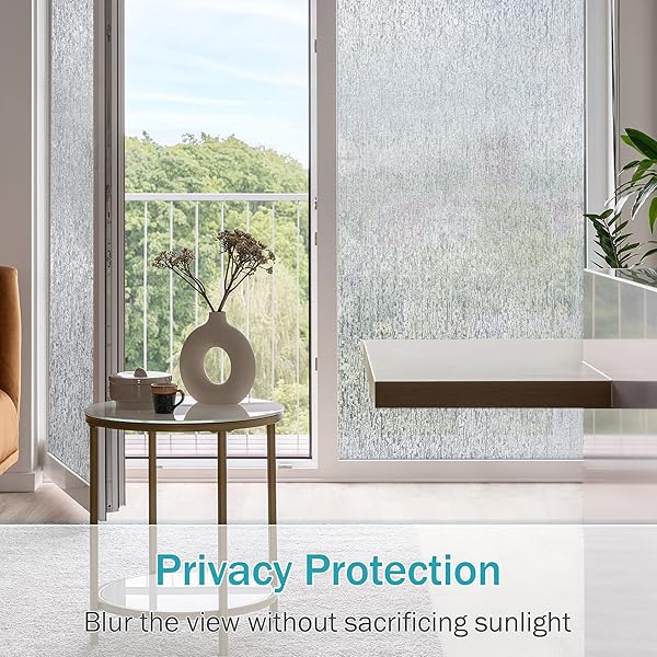 VELIMAX RAIN GLASS WINDOW FILM PRIVACY STATIC WINDOW CLINGS DECORATIVE GLASS STICKER FOR HOME OFFICE REMOVABLE UV PROTECTION HEAT CONTROL 29.5 X 118 INCHES