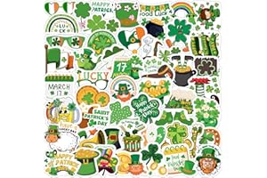 BACKTOPEIA St Patrick Stickers - St. Patrick's Day Stickers Gift Idea Decorations for Kids Boy Girl Irish Family Lucky Shamrock Stickers Traditional Festival Holiday Colorful Decorative Saint Patrick - 52Pcs