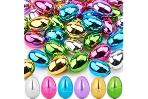 JOYIN Lot de 24 œufs de Pâques métalliques brillants à remplir, œufs de Pâques colorés en vrac pour la chasse de Pâques, remp