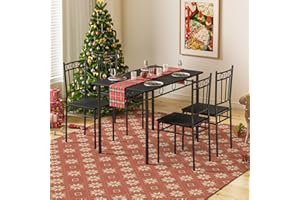 AMICLIBER Dining Table Set for 4, 5-Piece Kitchen Table and Chairs, Rectangular Dining Room Table Set with 4 Chairs, Space-Saving Kitchen Table Set for Small Space,Dinette,Apartment,Black
