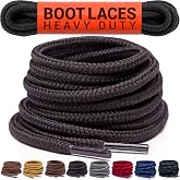 Miscly Round Boot Laces [1 Pair] Heavy Duty and Durable Shoelaces for Boots, Work Boots &amp; Hiking Shoes