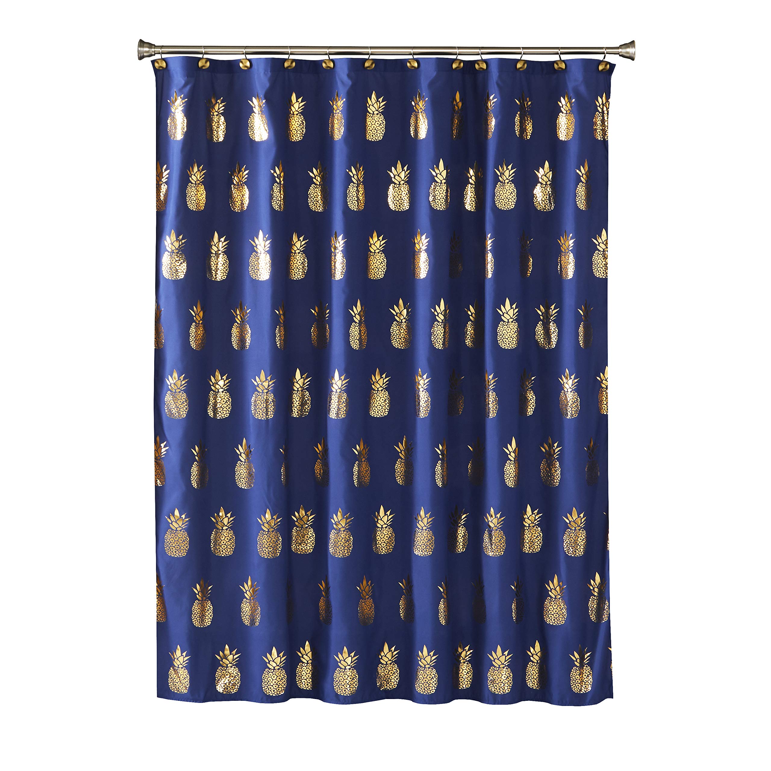 SKL HOME by Saturday Knight Ltd. Gilded Pineapple Fabric Shower Curtain, Navy/Gold, 72"X72" — image 1
