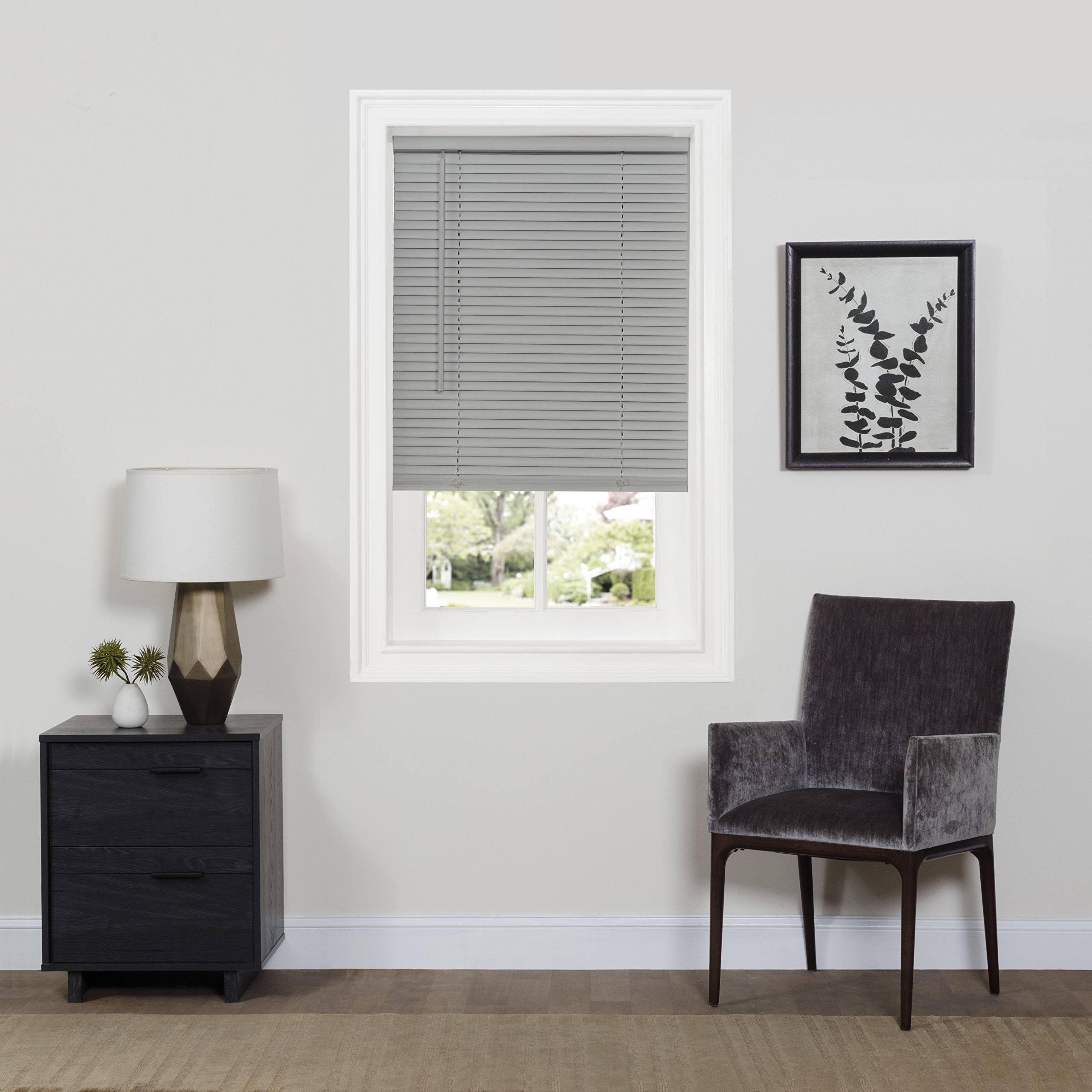 Achim Home Furnishings DSG236GY06 Cordless GII Deluxe Sundown 1" Room Darkening Mini Blind, Grey, 36" x 64"