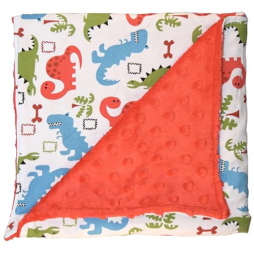 Unique Baby Trendy Blanket with Straight Edges Dinosaur Print Red