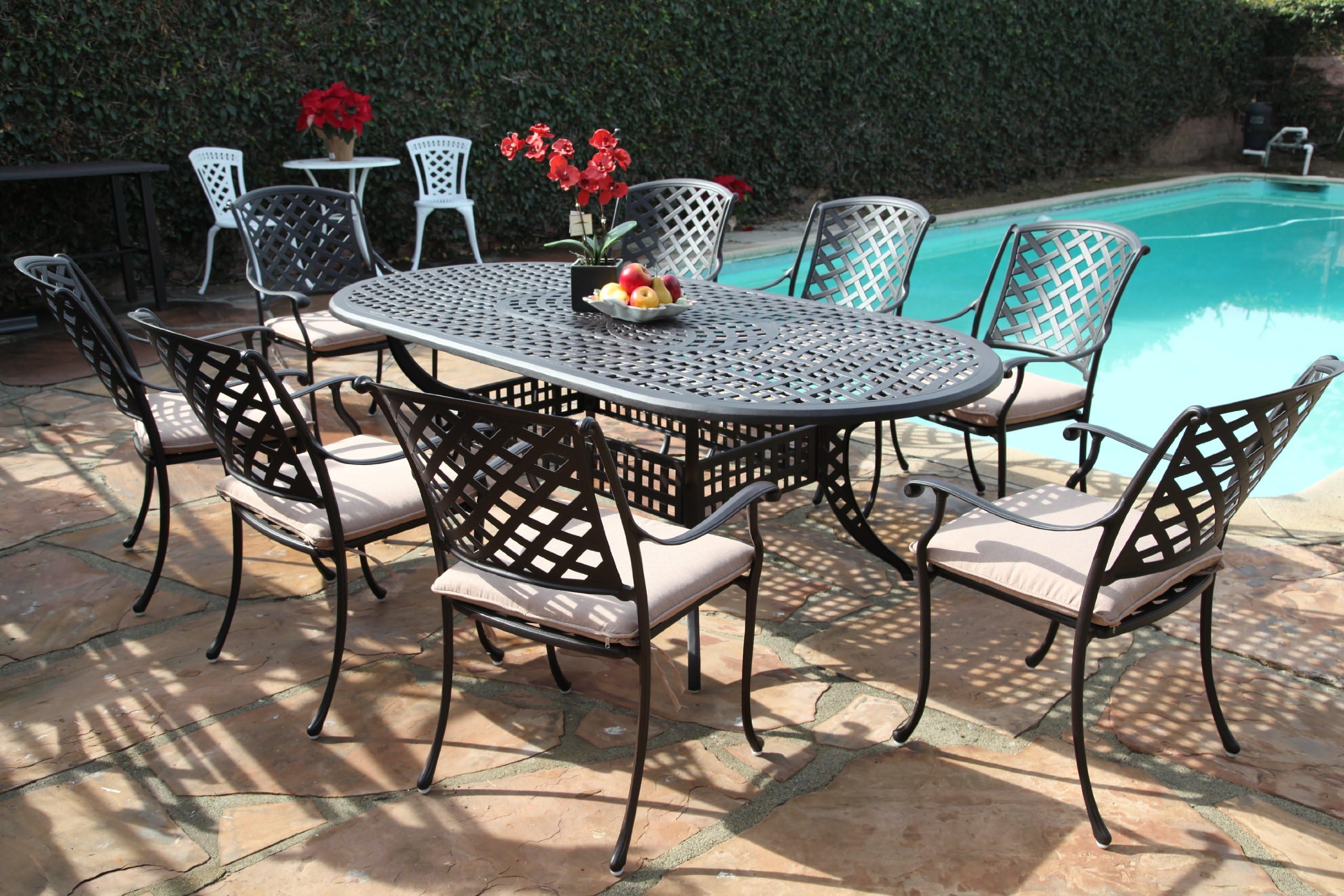 Kawaii Collection Outdoor Cast Aluminum Patio Furniture 9 Piece MLV4284T CBM1290