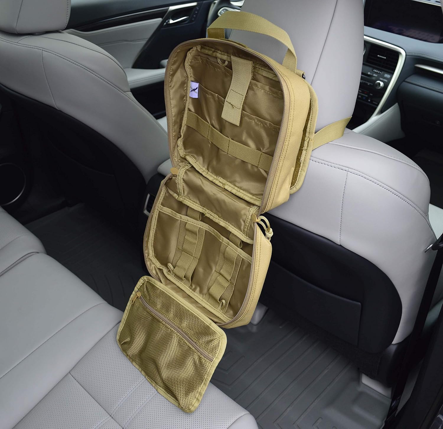 Lightning X Premium Rip-Away Individual First Aid Kit for Vehicle Head Rest - TAN: Health & Personal Care