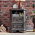 T4TREAM Farmhouse Nightstand with Charging Station, 18" End Table with 2 Drawers, Wood Side Table, Bedside Cabinet for Bedroom, Living Room (Dark Rustic Oak)