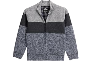X RAY Boys (6-12) Full Zip Fleece Flannel Lining Sweater, Kids Mock Neck Knit Sweater for Spring, Fall and Winter