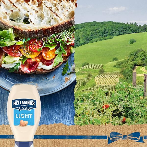 HELLMANN’S LIGHT MAYONNAISE LIGHT MAYO SQUEEZE BOTTLE FOR A CREAMY CONDIMENT FOR SANDWICHES AND SIMPLE MEALS MADE WITH 100% CAGE-FREE EGGS 20 OZ
