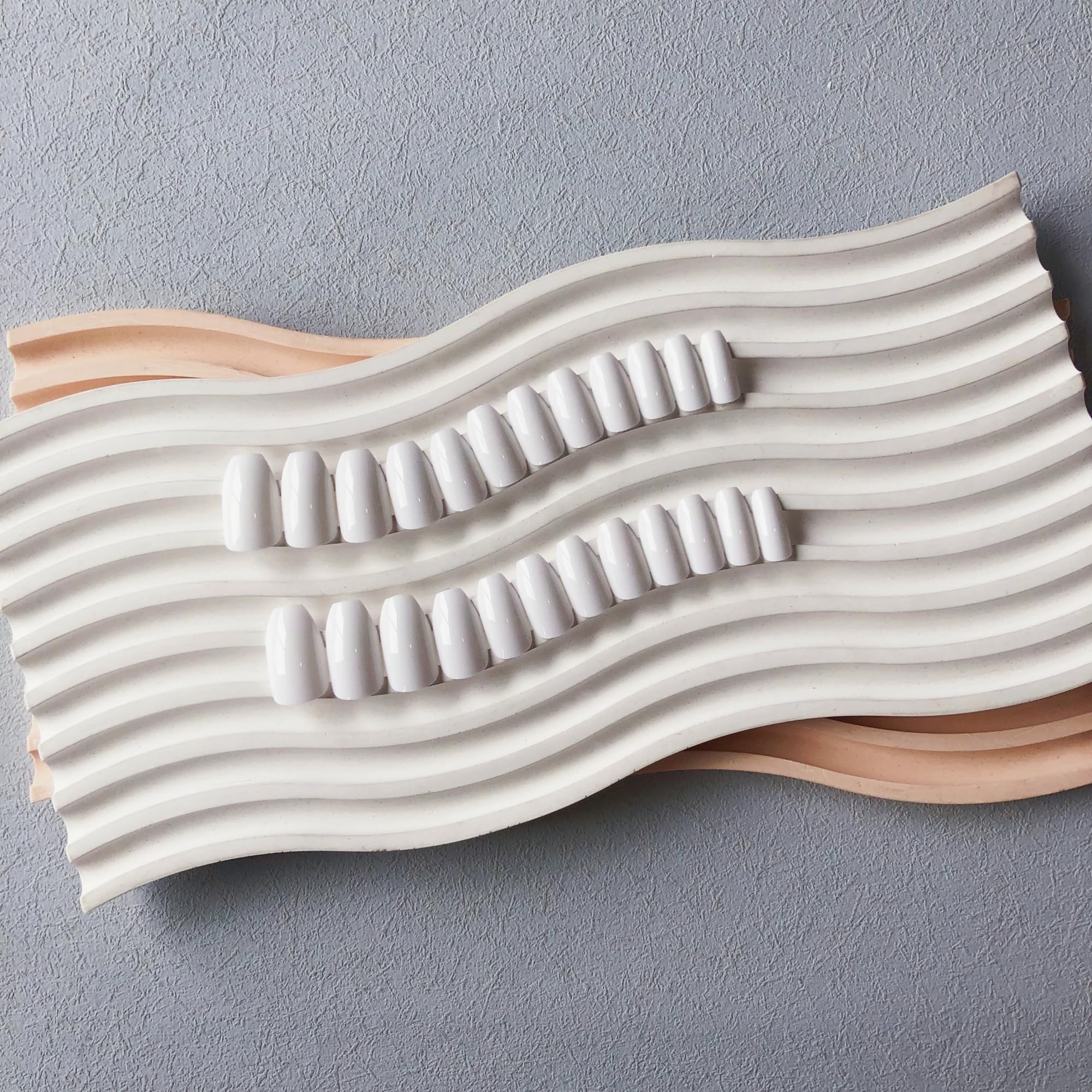 White Short Coffin Press on Nails Medium Coffin Nails Press ons, Glue on Nails Short Fake Nails for Women, Ballerina T Shape Acrylic False Nails Natural Handmade Gel Nails Medium Square Nails - Image 6