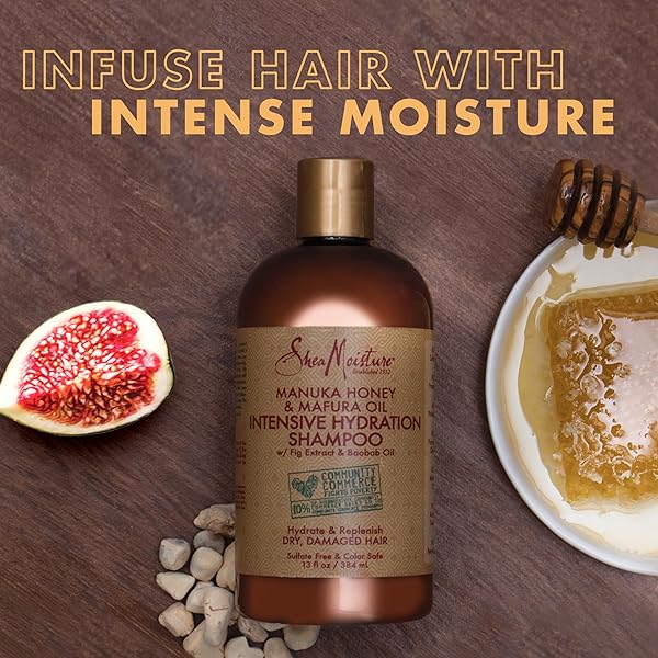 SHEAMOISTURE INTENSIVE HYDRATION SHAMPOO FOR DRY, DAMAGED HAIR MANUKA HONEY AND MAFURA OIL SULFATE-FREE 13 OZ
