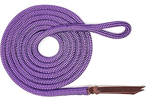 Knotty Girlz 9/16 Double Braid Polyester Yacht Horse Lead Rope Natural Horsemanship with Option of Loop or Snap 12ft. or 14ft. Lengths (Purple, 14 ft. No Snap)