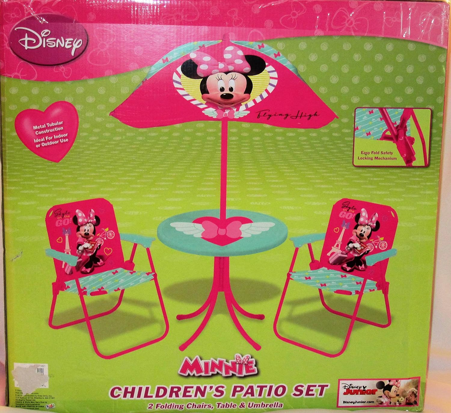 minnie mouse table and chairs with umbrella
