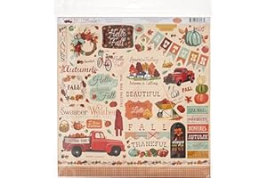 Carta Bella Paper Company Fall Break Collection Paper Kit, Orange/Yellow/Blue/Brown/Tan/Red