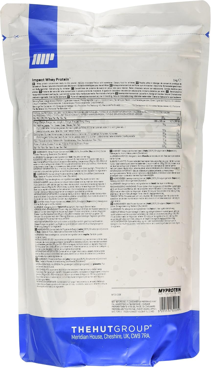 Myprotein Impact Whey Protein, 1 kg, Natural Chocolate, 1 kg (Pack of 1) - Image 3