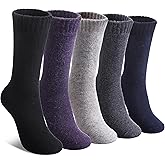 LINEMIN Wool Socks for Women Winter Warm Hiking Thick Warm Cozy Boot Crew Gift Socks 5 Pairs