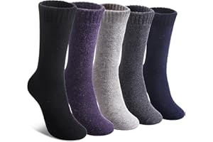 LINEMIN Wool Socks for Women Winter Warm Hiking Thick Warm Cozy Boot Crew Gift Socks 5 Pairs