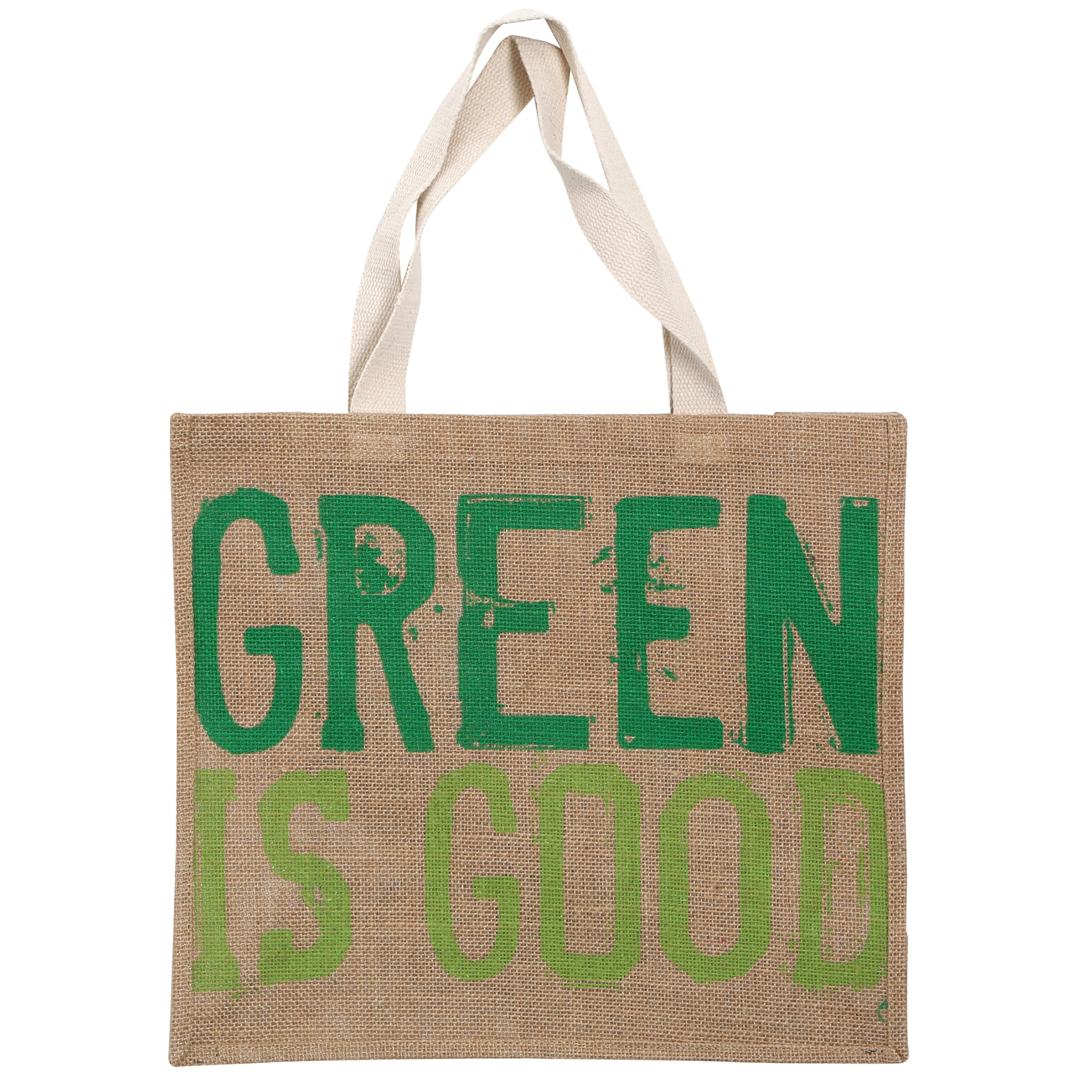 Premier Housewares Green Is Good Jade Shopping Bag, Reusable Eco Friendly Tote Bag with Strong Handles, Large Lightweight Grocery and Market Bag, Green