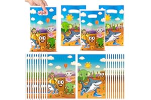 GAOFANWAIㅤ GaofanWai Italian Brainrot Goodies Bags - 50PCS Brain Rot Party Favor Bags with Handles for Kids, Funny Cartoon Animal Candy Gift Plastic Bag for Brainrot Birthday Party Decorations Baby Shower Supply