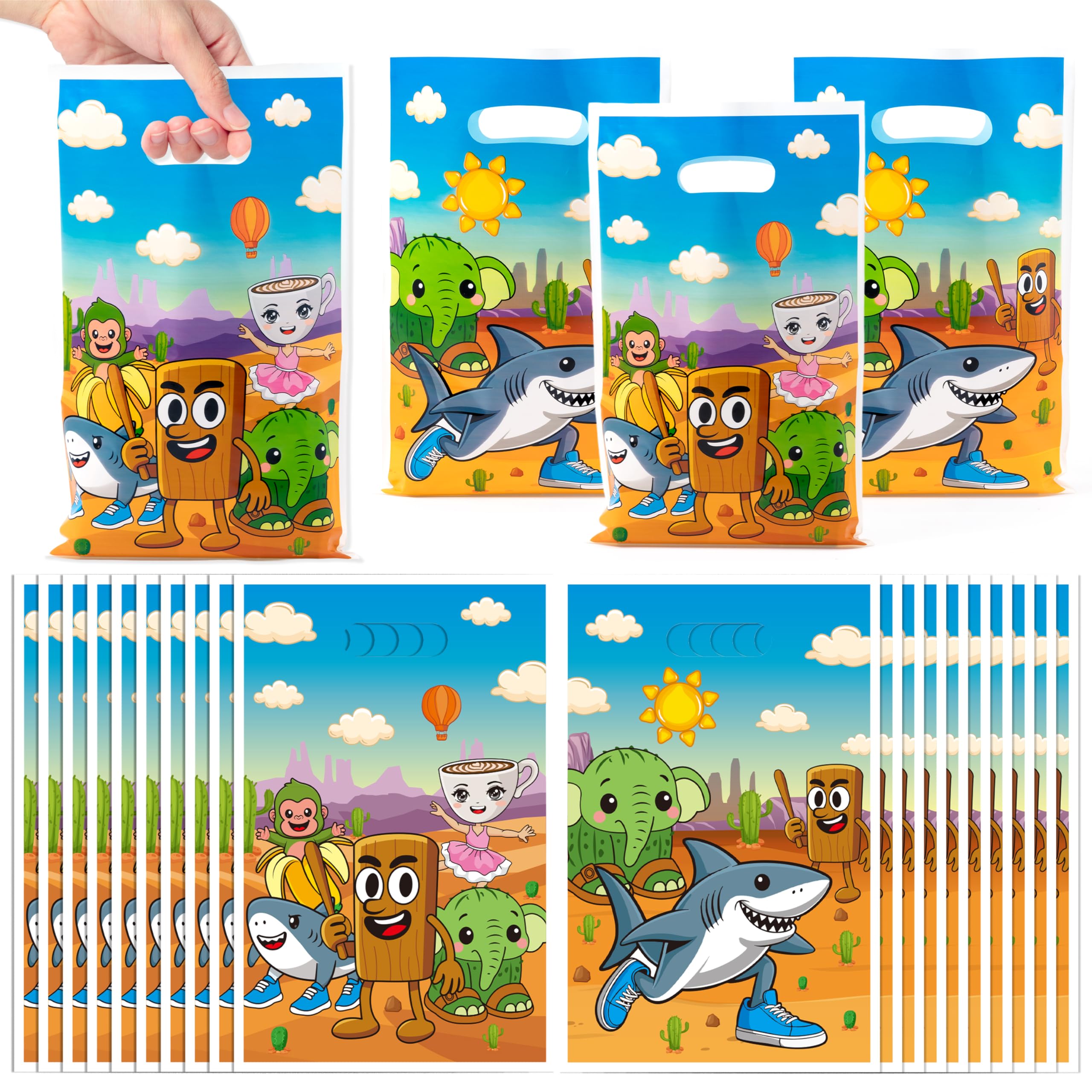 Photo 1 of **INCOMPLETE** GaofanWai Italian Brainrot Goodies Bags - Brain Rot Party Favor Bags with Handles for Kids, Funny Cartoon Animal Candy Gift Plastic Bag for Brainrot Birthday Party Decorations Baby Shower Supply