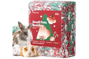 BUCATSTATE Hamster Bedding 70L, 99% Dust-Free Guinea Pig Bedding Odor Control Paper Bedding, Cozy Small Animal Bedding for Rabbit Rat Syrian Dwarf Hamsters Gerbils (Christmas Décor)