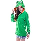 FUNCOS Unisex Animal Cosplay Frog Sweaters Hoodie Hooded Sweatshirts