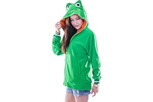 FUNCOS Unisex Animal Cosplay Frog Sweaters Hoodie Hooded Sweatshirts
