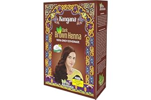 Kangana Henna Powder for Hair Dye/Colour - Dark Brown Henna Powder for 100% Grey Coverage - 6 pouches inside- Total 60g (2.11 Oz)