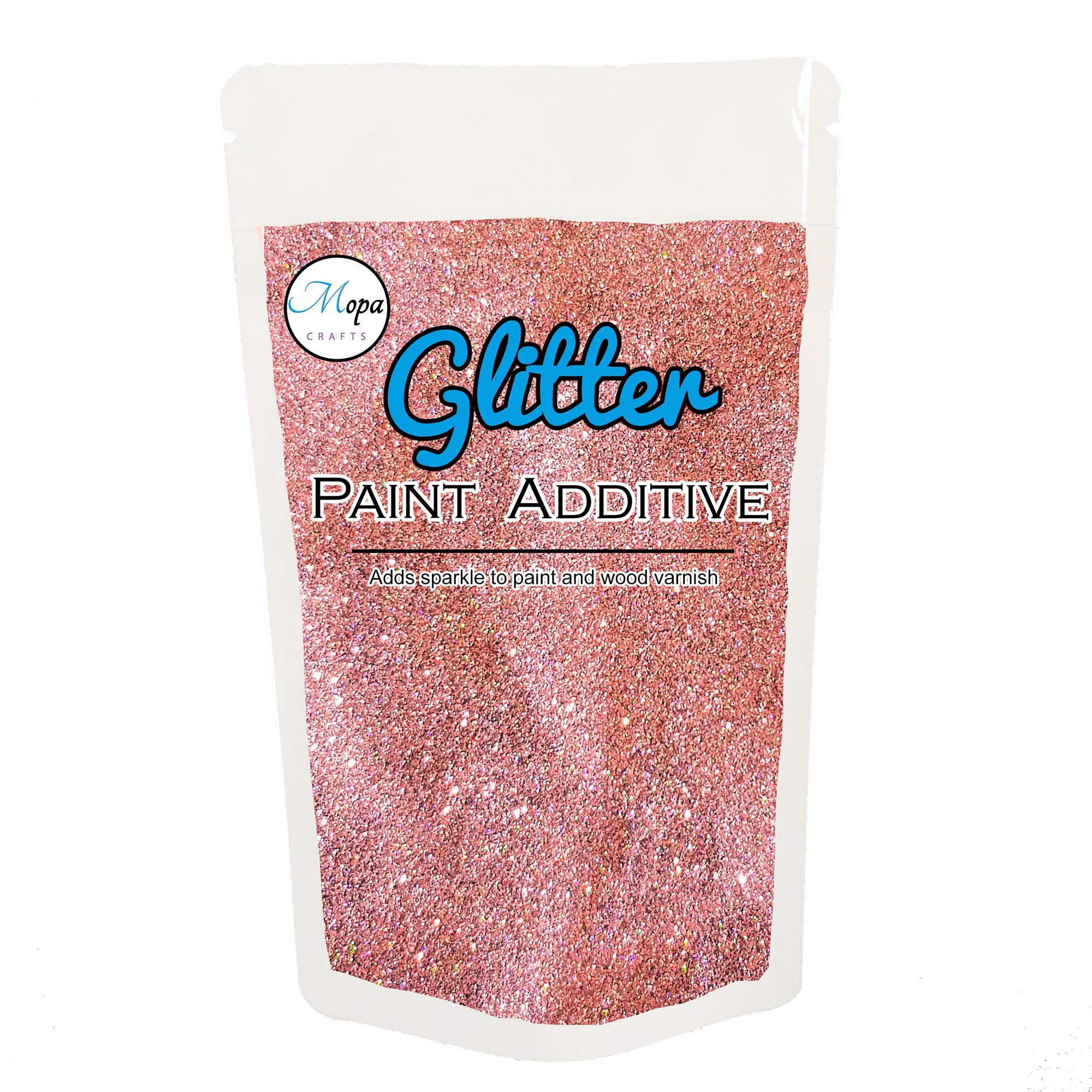 Mopa Crafts Rose Gold Glitter Paint Crystal Additive 100g for Emulsion Paint - for use with Interior/Exterior Wall, Ceiling, Wood, Metal, Varnish, Dead Flat, Matt, Soft Sheen or Silk Paints