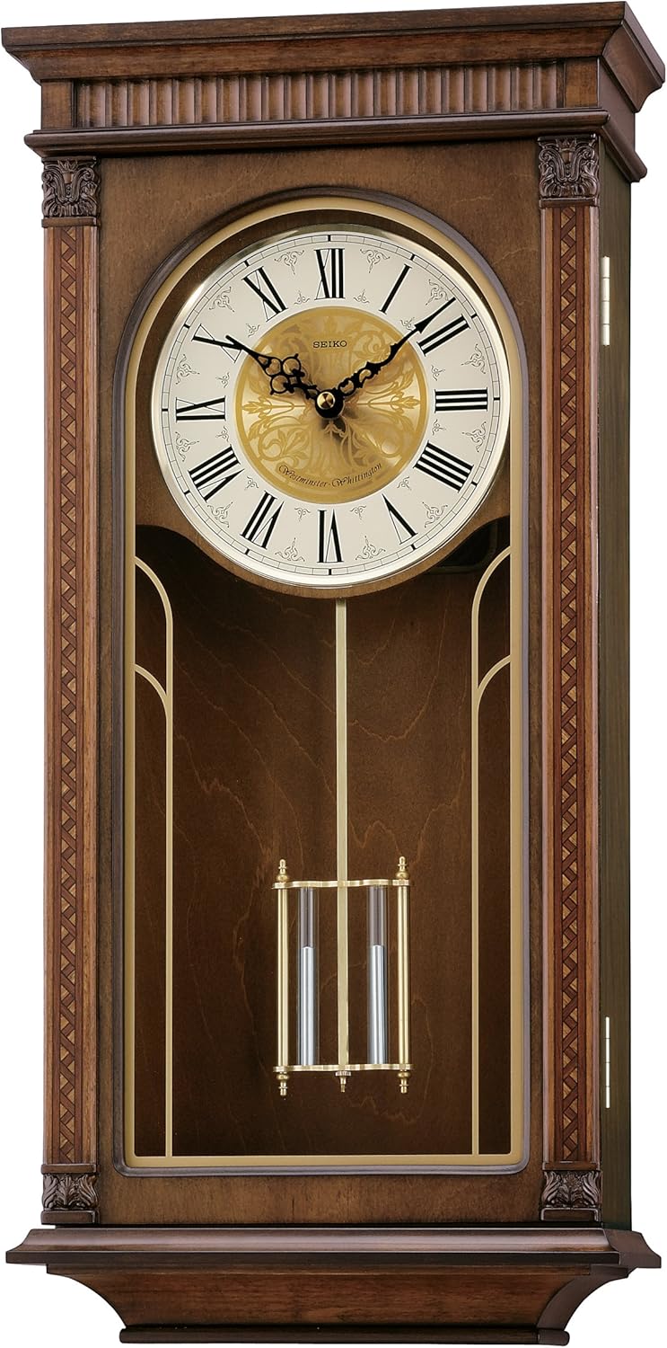 Seiko Wall Pendulum Clock Brown Alder Case Home & Kitchen