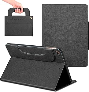 New iPad Case 9.7 inch with Handle,ANG PU Leather Business Case with Auto Wake/Sleep Function,Folio Stand Case with Cover for iPad 9.7 inch 2018 /2017/iPad Pro 9.7/iPad Air 2/iPad Air(Black)