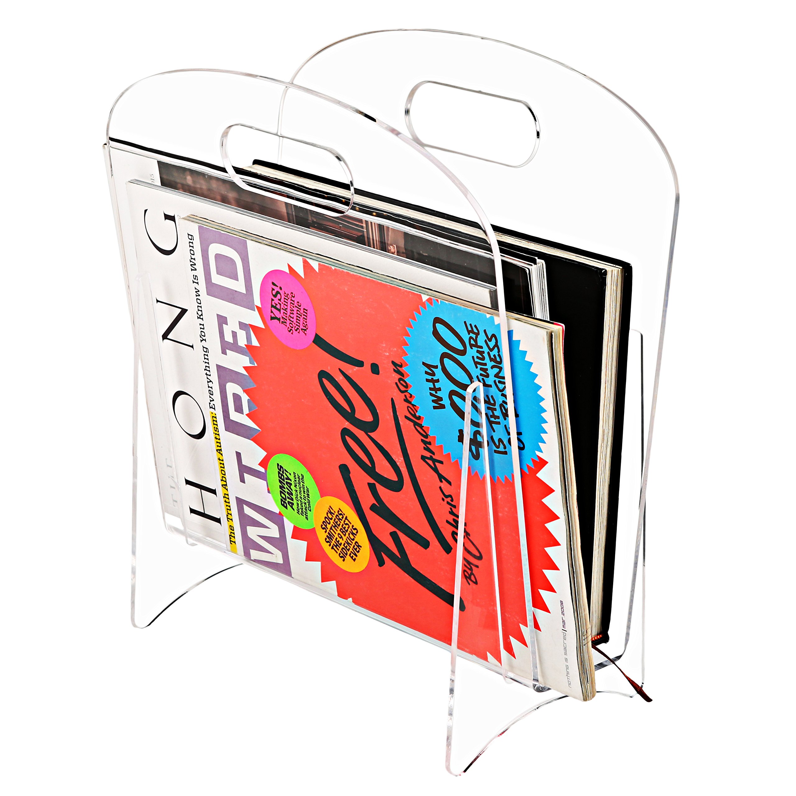 Freestanding Modern Clear Acrylic Magazine Holder Display Stand/File