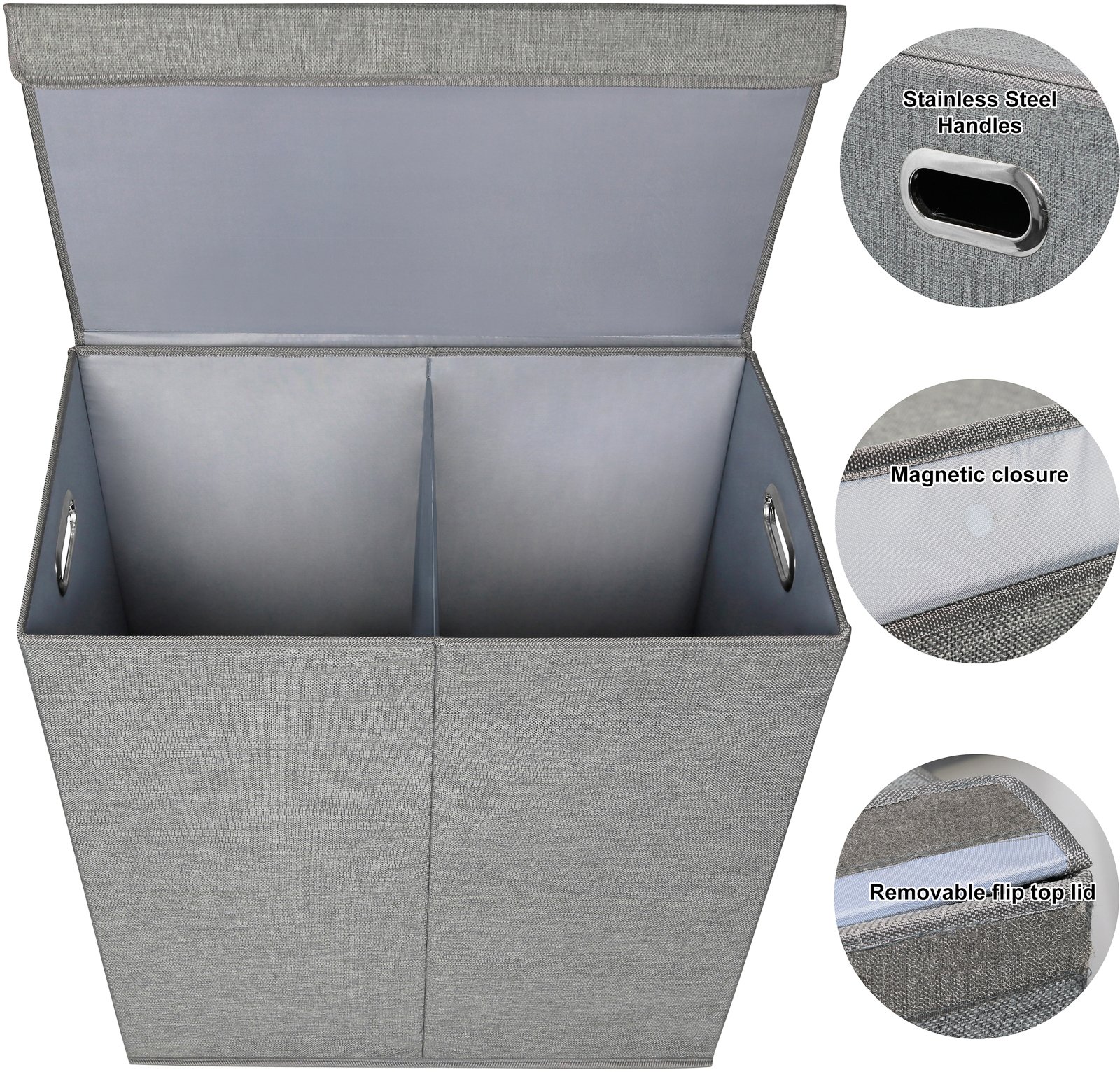 Greenco Nonwoven Foldable Double Hamper Laundry Sorter with Divider