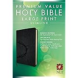 Premium Value Slimline Bible Large Print NLT, Crown (LeatherLike, Onyx)