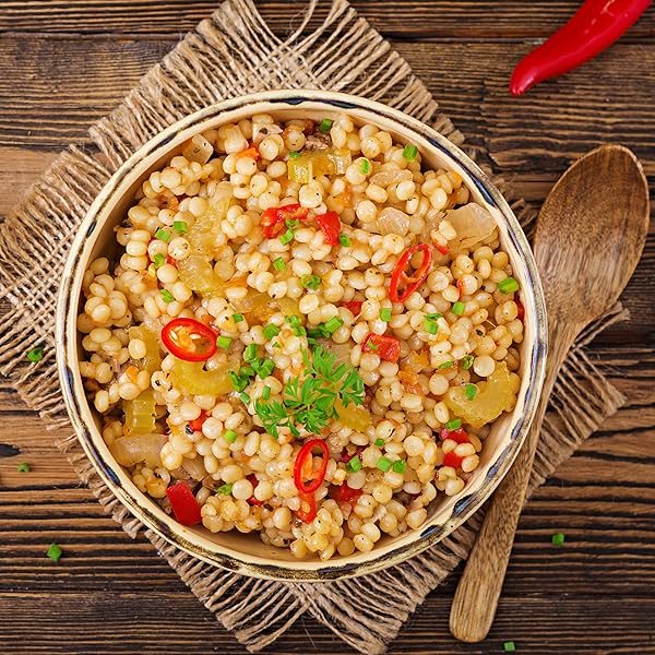 YUPIK TOASTED PEARL COUSCOUS, 2.2 LB, CANADIAN, VEGAN, KOSHER, CHOLESTEROL-FREE, SODIUM-FREE, GOOD SOURCE OF PROTEIN & FIBER, PERFECT FOR SOUP, SALAD AND SIDE DISHES