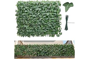 VEVOR Expandable Fence Privacy Screen, 25 x 126 in Expand Artificial Plant Wall, Realistic Artificial Ivy Panel with 50 Zip T